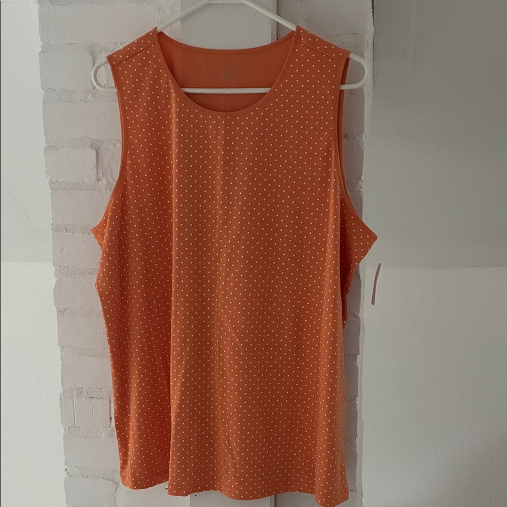 NWT CJ Banks Orange Polka Dot Sleeveless Top